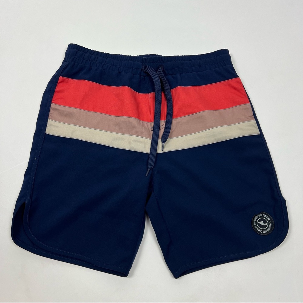 San Onofre NWT Boardies Surf Shorts Navy Blue Stripes Multicolor Size Large